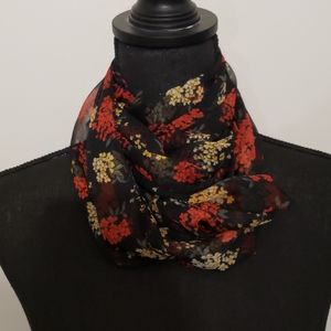 Vintage sheer polyester scarf in floral pattern